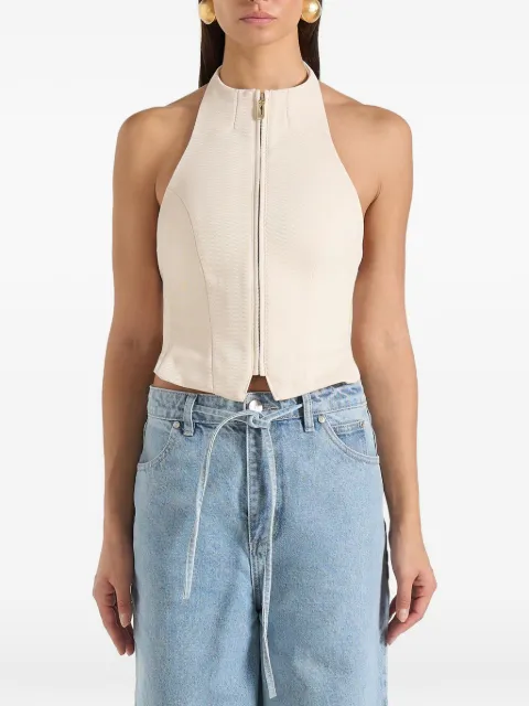 Manière De Voir Claudette in cream twill halterneck backless top Neutrals WMN4223
