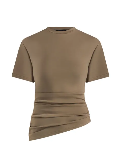 Manière De Voir Pauline ruched asymmetric cotton T-shirt Green WMN4527