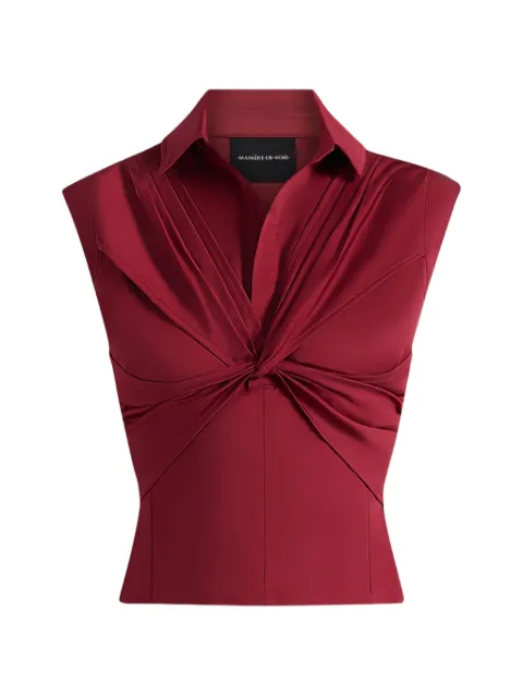 Manière De Voir Yvette twist front sleeveless shirt Red WMN4474