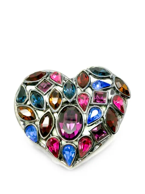 Jennifer Gibson Jewellery 1980s heart-motif crystal-embellished brooch Silver JGJYSLHRTBRO