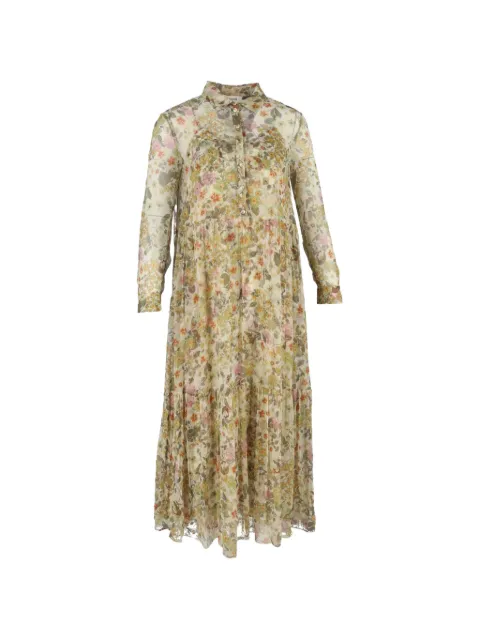 Celine Pre-Owned floral-print long-sleeved dress Neutrals RFCPUGBCL710650W