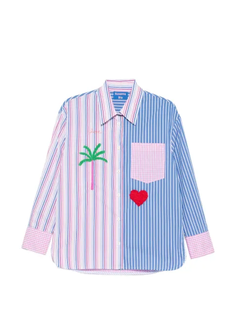 SUSANNA BLU striped embroidered shirt Blue TAMARINDOTM04