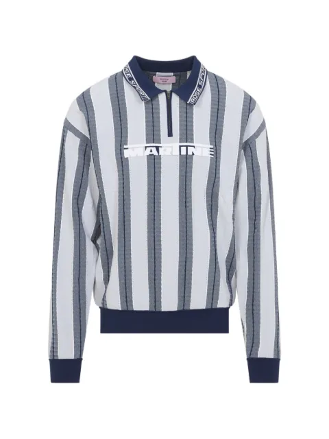 Martine Rose striped zip polo shirt Blue 958YA12507