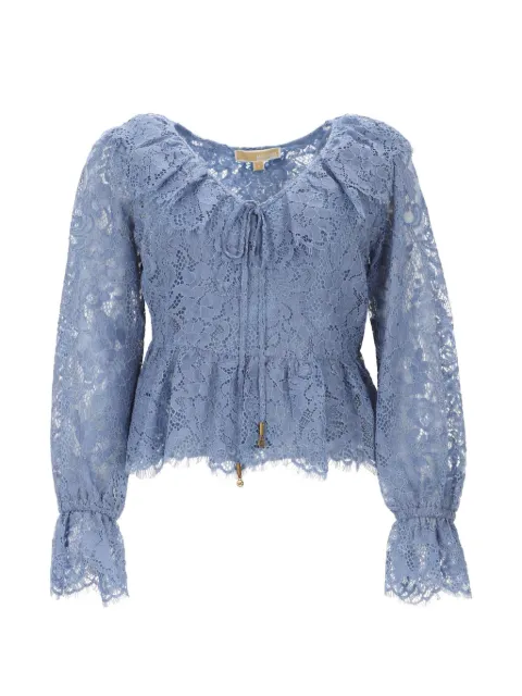 Michael Michael Kors lace ruffled top Blue MS640YJKQ9424CHAMBRAY
