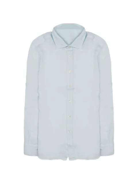120% Lino long-sleeve linen shirt Blue 33ALIM1311