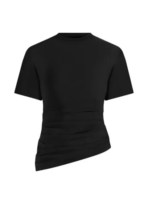 Manière De Voir Pauline ruched asymmetric cotton T-shirt Black WMN4527