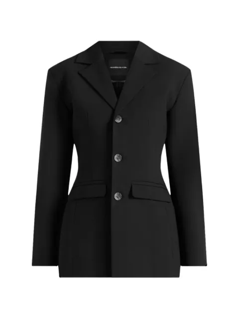 Manière De Voir Claire wide shoulder cinch waist blazer Black WMN4163