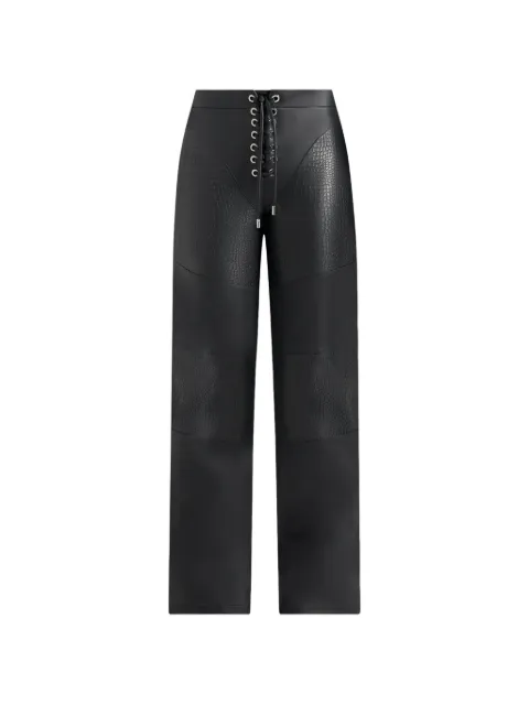 Manière De Voir Seren croc-embossed lace-up straight trousers Black WMN3160