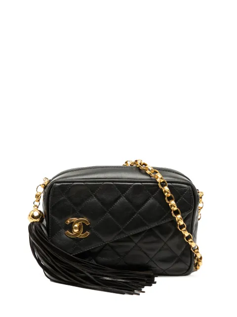 CHANEL Pre-Owned 1994-1996 Mini CC Quilted Lambskin Tassel Camera Bag crossbody bag Black D21IXL28ZSW22193
