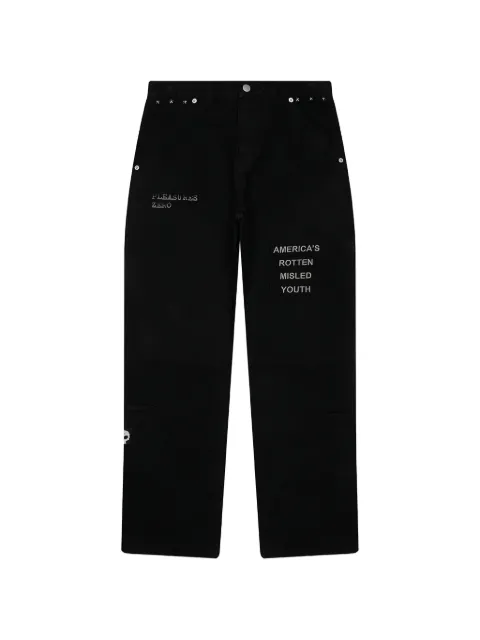 Pleasures Zero Work embroidered trousers Black P26SPZ010BLACK