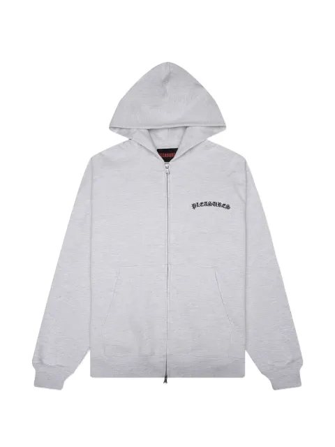 Pleasures zip embroidered hoodie Grey P26SP010HEATHER