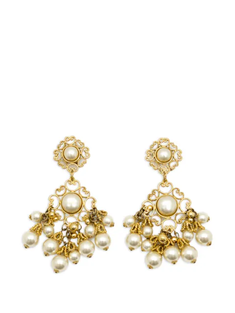 Jennifer Gibson Jewellery 1980s pearl chandelier earrings Gold JGJPRLDROPERG
