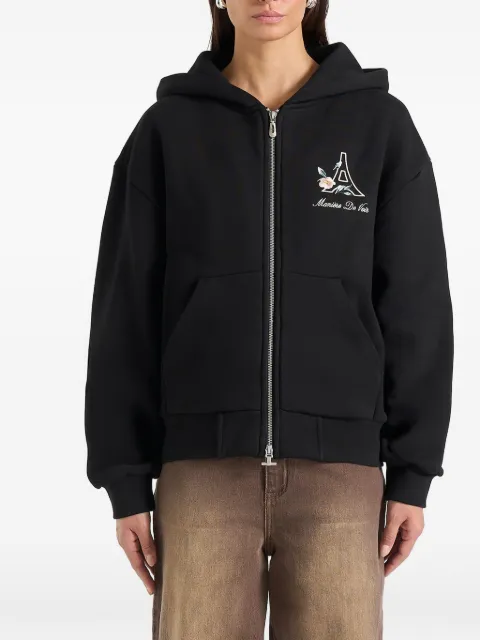 Manière De Voir JS009 in black floral Eiffel zip hoodie Black UNX0026