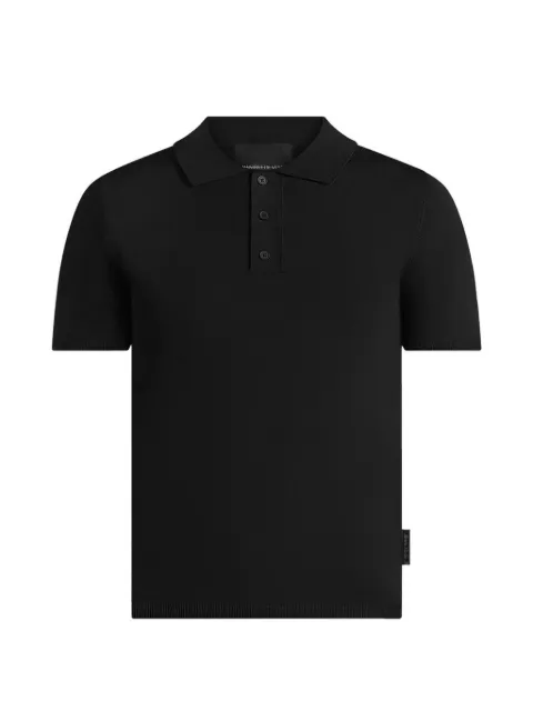 Manière De Voir Bryn luxe knitted polo top Black MAN3523