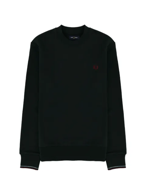 Fred Perry crew-neck logo-embroidered sweatshirt Green FPM75355785A