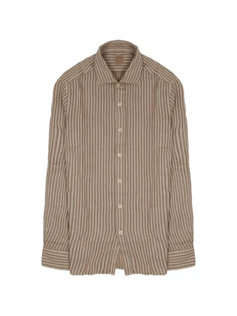 120% Lino vertical-stripe linen shirt Brown 33ALIM1PJL