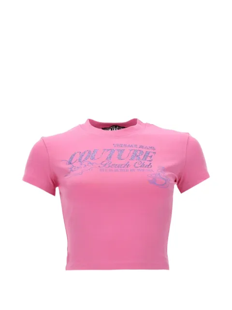 Versace Jeans Couture logo-detail cropped T-shirt Pink 80HAHT06CJ03T
