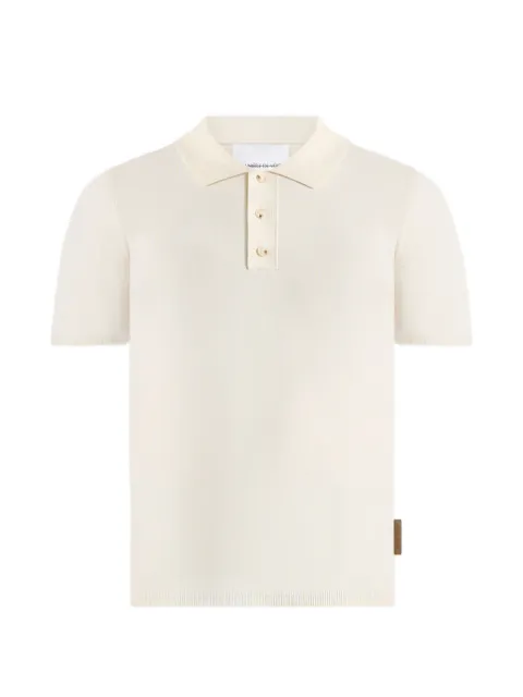 Manière De Voir Bryn luxe knitted polo top Neutrals MAN3523