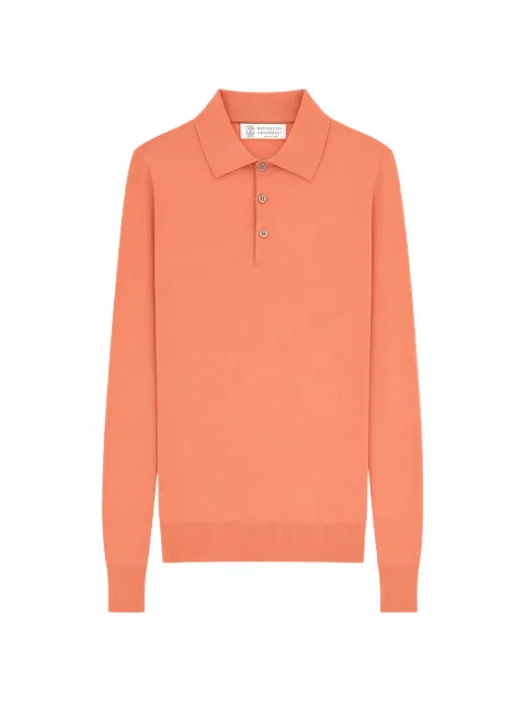 Brunello Cucinelli long-sleeve polo shirt Orange M29800135CBI26