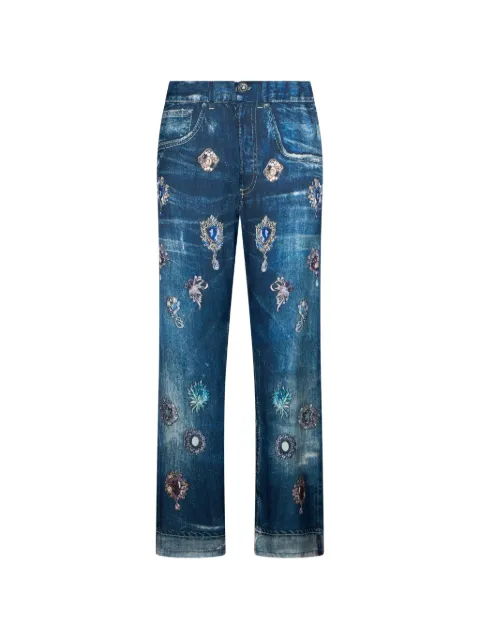 LIU JO straight-leg trousers with digital print Blue UA6311T5958