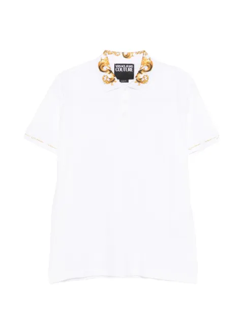 Versace Jeans Couture baroque-pattern-collar polo shirt White 80GAGT12CJ01T