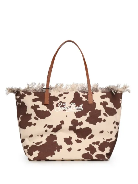 MC2 Saint Barth fringed-details cow-print cotton tote bag Neutrals CBF000101750L