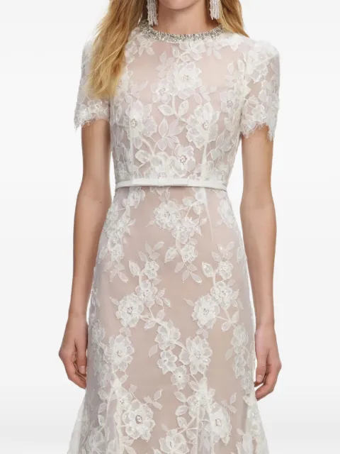 Self-Portrait floral lace midi dress White SS26216MW