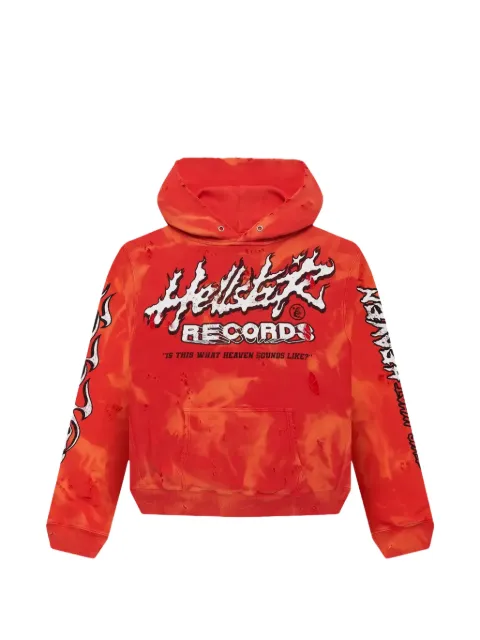 HELLSTAR distressed graphic-print hoodie Red HSR239