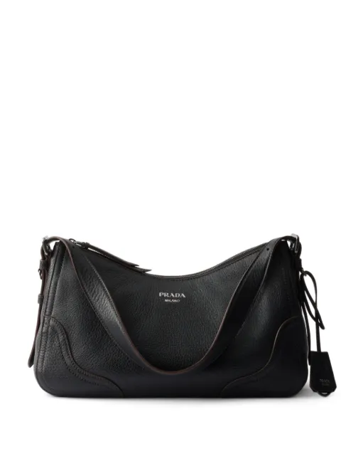 Prada Aimèe large leather shoulder bag Black 1BC280VOOO2HIK