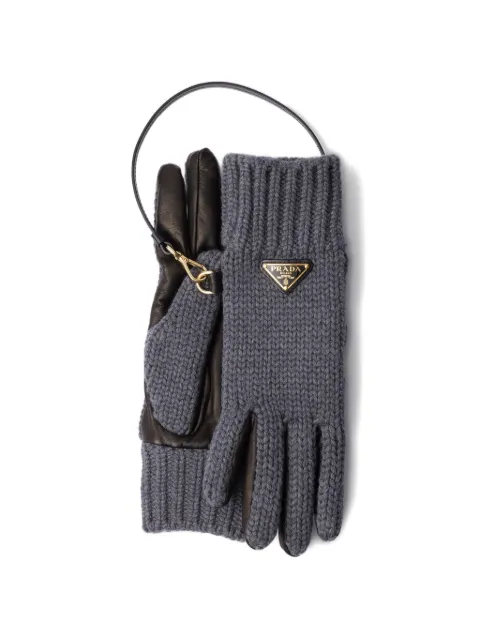 Prada wool and nappa leather gloves Grey 1GG1892DZL