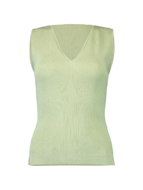 Victoria Beckham ribbed V-neck top Green 1125KTP006103A