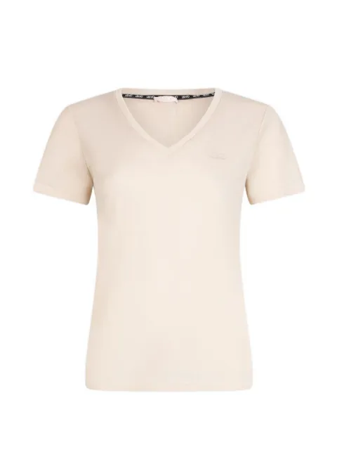 LIU JO V-neck logo-detail T-shirt Neutrals TA6175J3845