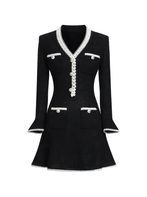 Self-Portrait knitted A-line mini dress Black SS26086SAB