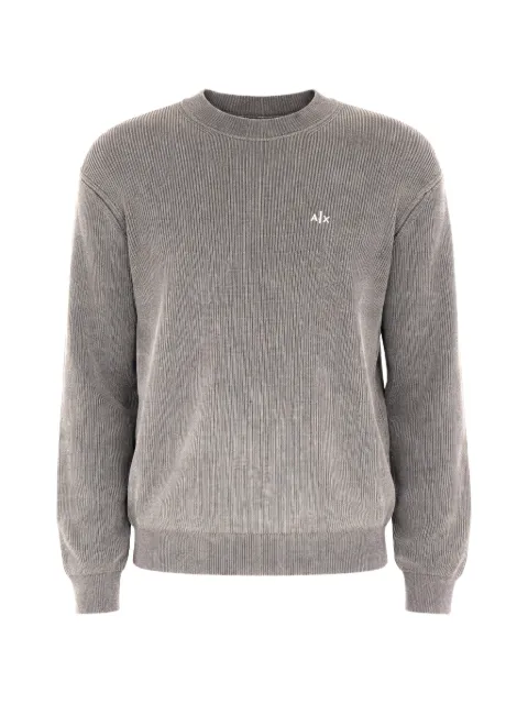 Armani Exchange logo-embroidered ribbed sweater Grey XM002430AF22246