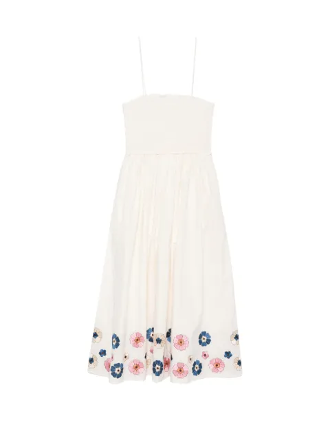 Antik Batik floral-embroidered midi dress Neutrals AMANTINA1SUN
