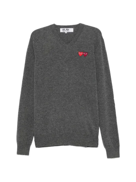 Comme Des Garçons Play heart-patch V-neck sweater Grey AZN056