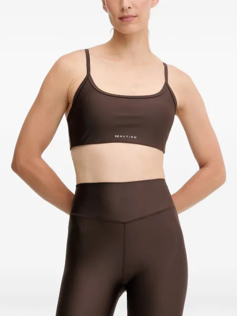 P.E Nation Fairmont logo-print racerback sports bra Brown 252C153