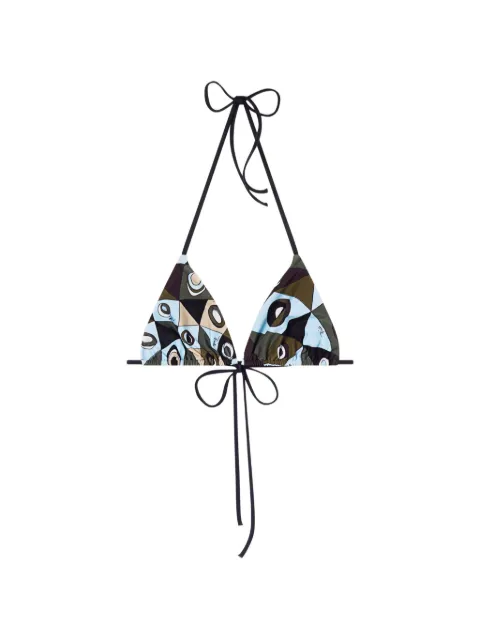 PUCCI Occhi-print triangle bikini top Green 6HMX236H865