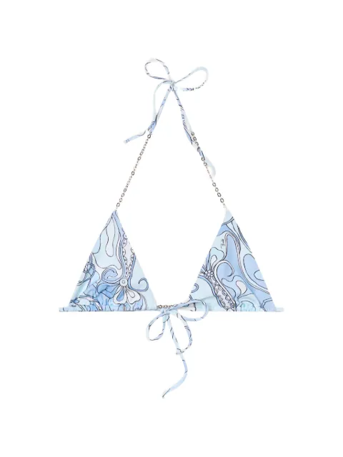 PUCCI Orchidee-print triangle bikini top Blue 6HMX696H835