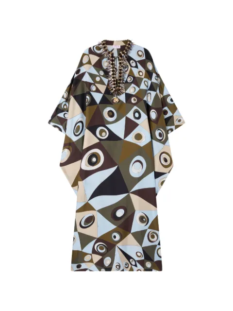 PUCCI Occhi-print silk kaftan with embroidery Green 6HRL806H721
