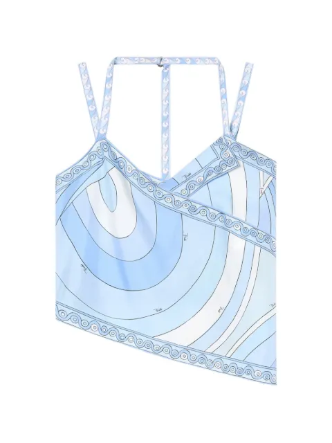 PUCCI Iride-print silk scarf top Blue 6HRM466H754