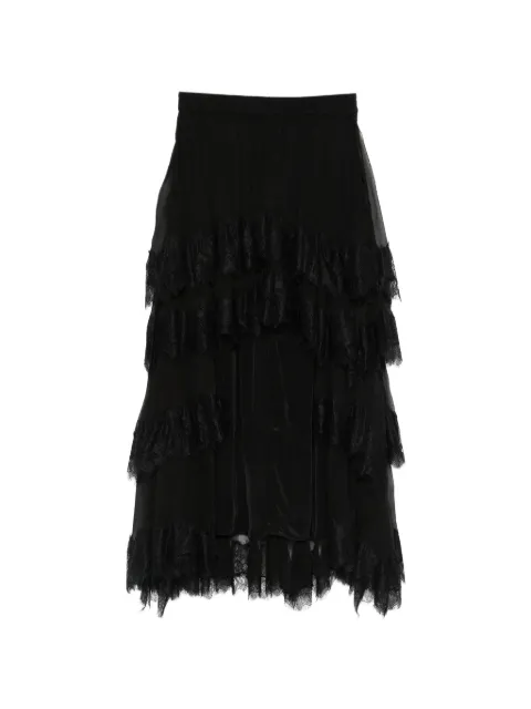 Mes Demoiselles lace ruffled skirt Black 26SDANA