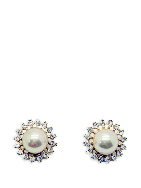 Jennifer Gibson Jewellery 1980s pearl crystal earrings Gold JGJPRLCRYSERG