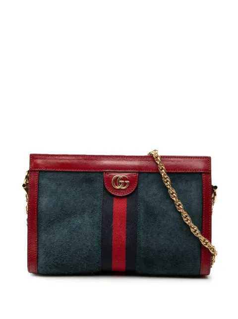 Gucci Pre-Owned 2016-2025 Small Suede Web Ophidia Chain crossbody bag Blue TU8W2OTJKH5YVV71