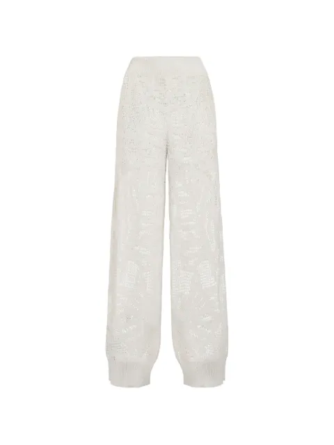 Brunello Cucinelli linen knit track trousers White MDT771069C159