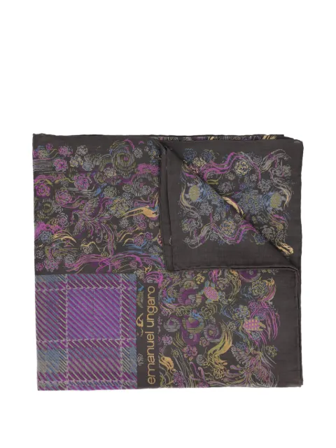 Emanuel Ungaro Pre-Owned floral check scarf Grey WCV1303202579