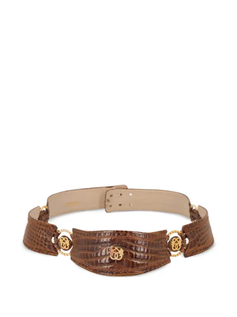 Pirovano Vintage crocodile-embossed logo belt Brown WCV13032025583