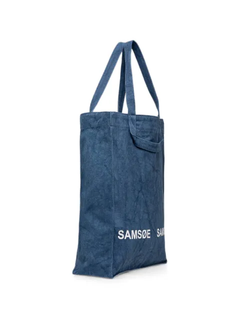 SAMSOE SAMSOE logo-print canvas tote bag Blue U24300002