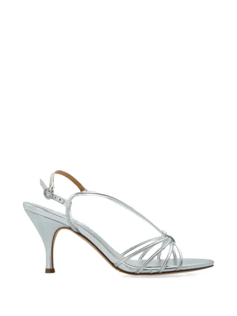 Aeyde strappy knotted leather heels Silver SOLANGELAMINATEDNAPPALEATHER