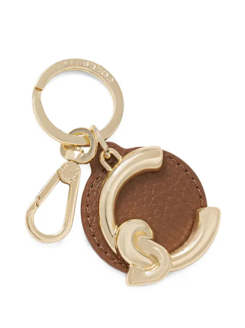 Coccinelle C-Me logo-plaque pebbled keyring Gold E2SSL410121